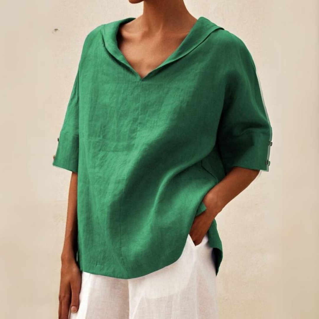 Jamilla – Camisa de lino con escote en V