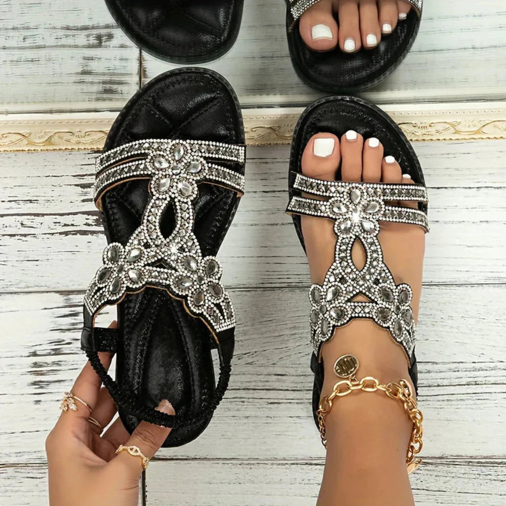 Adriana | Sandalias planas de mujer con diseño floral para primavera
