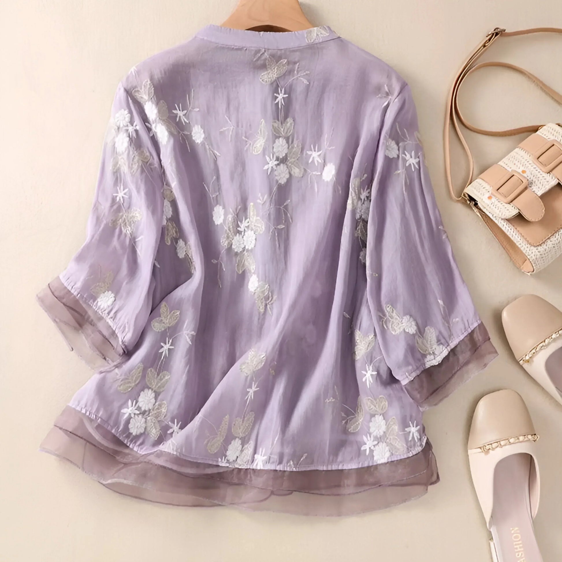 Peyton - Top de Algodón con Flores Bordadas