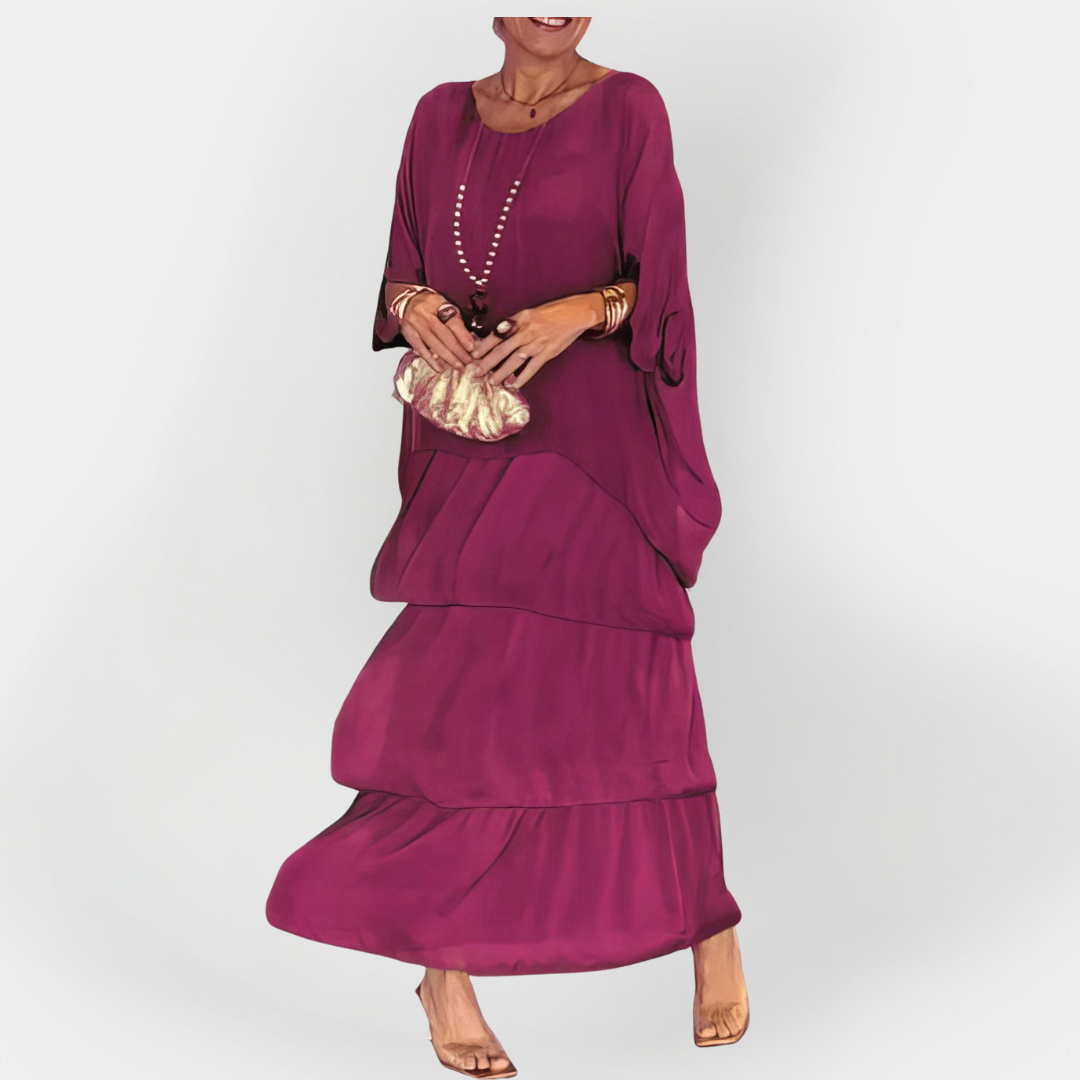 Vestido Plisado con Efecto de Doble Capa