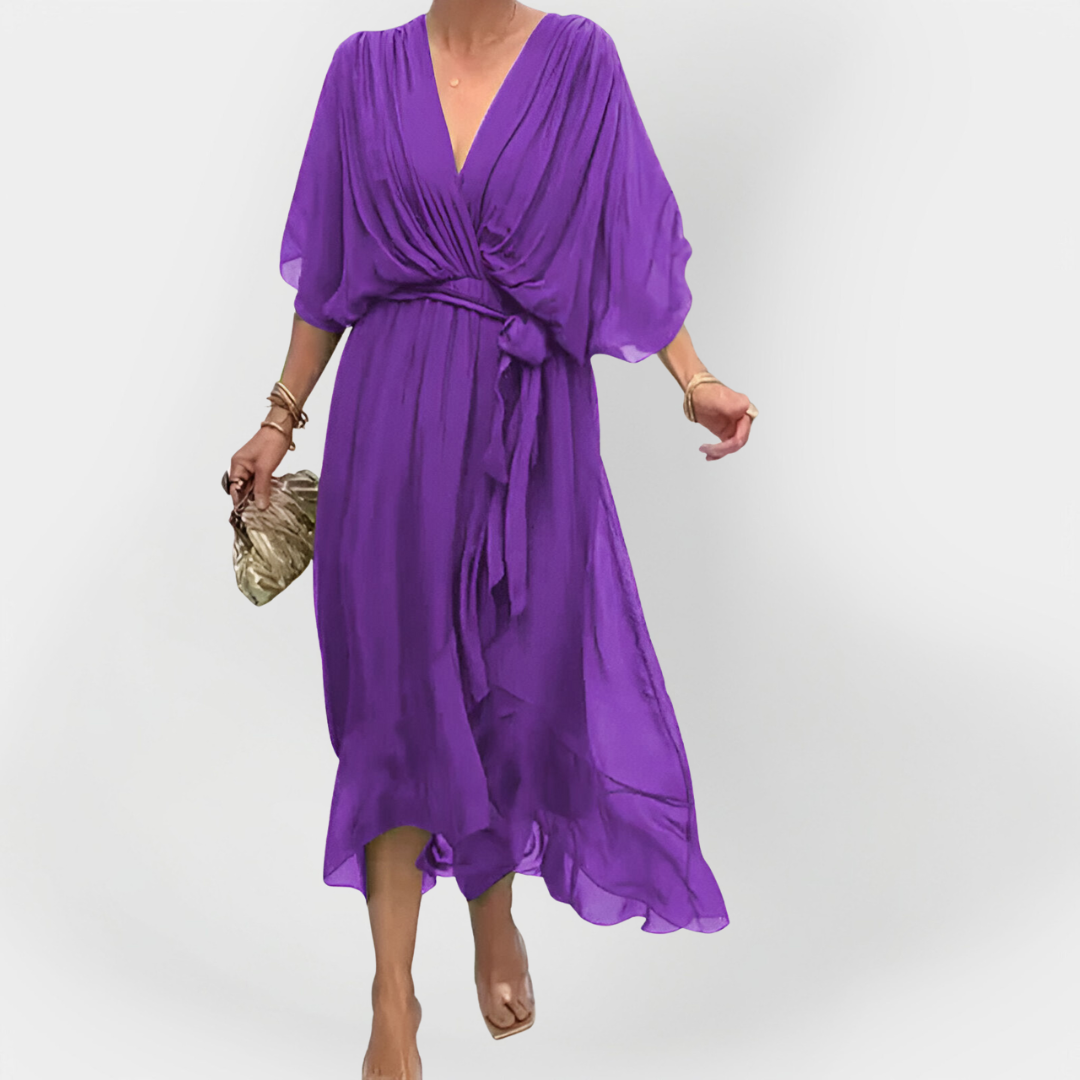 Vestido de Chiffon con Escote en V