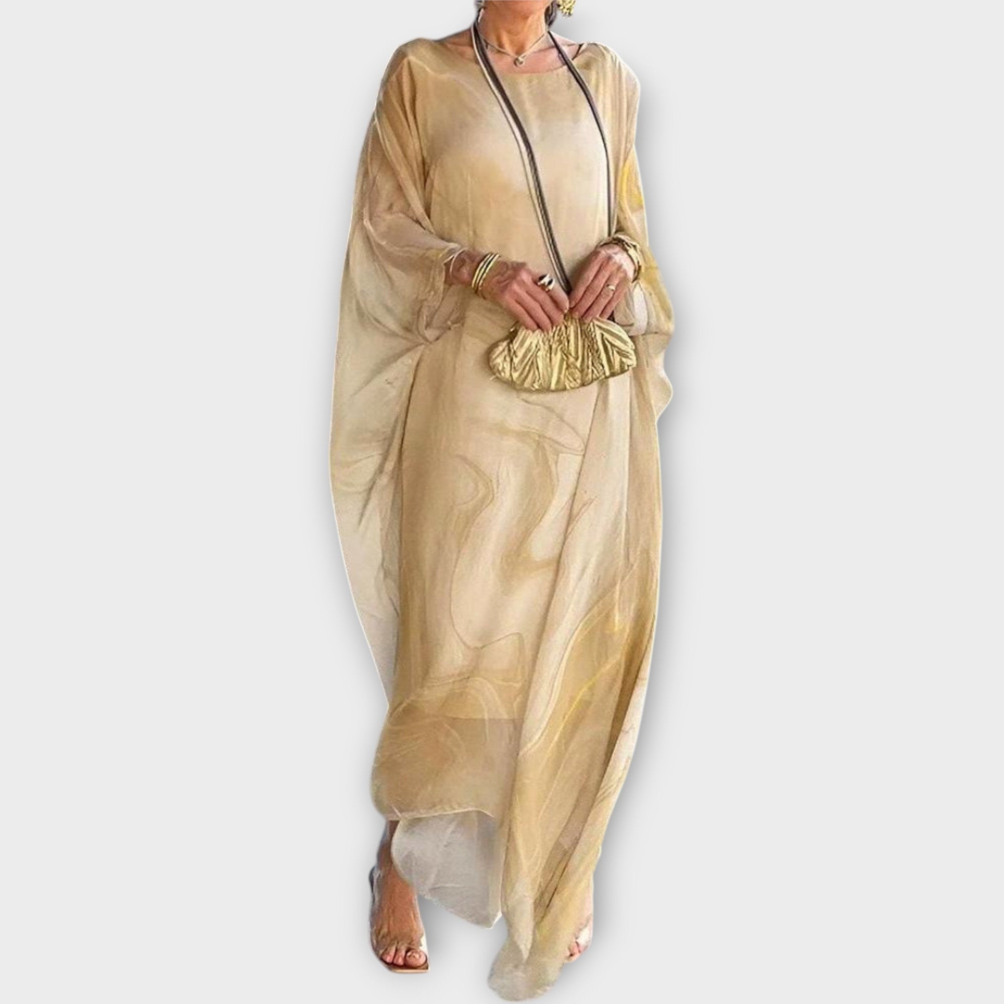 Maxi Kaftán con Textura Transparente