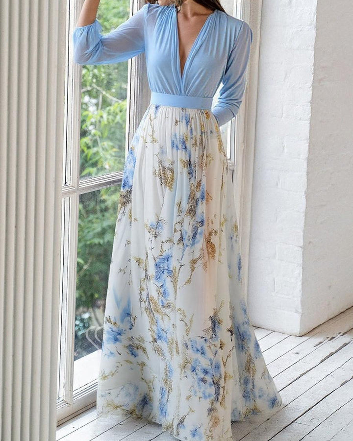 AURORA – SKY BLOOM ELEGANCE MAXI DRESS
