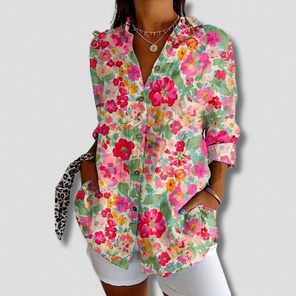Fallon | Camisa de Botones de Manga Larga con Estampado Floral