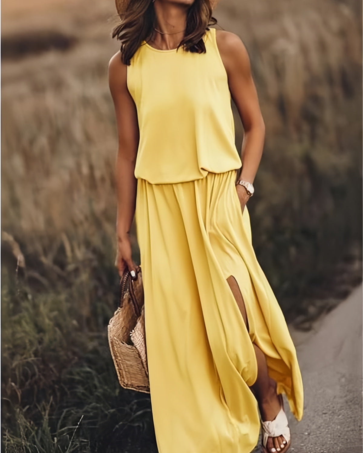 MAÏA – VESTIDO LARGO SIN MANGAS