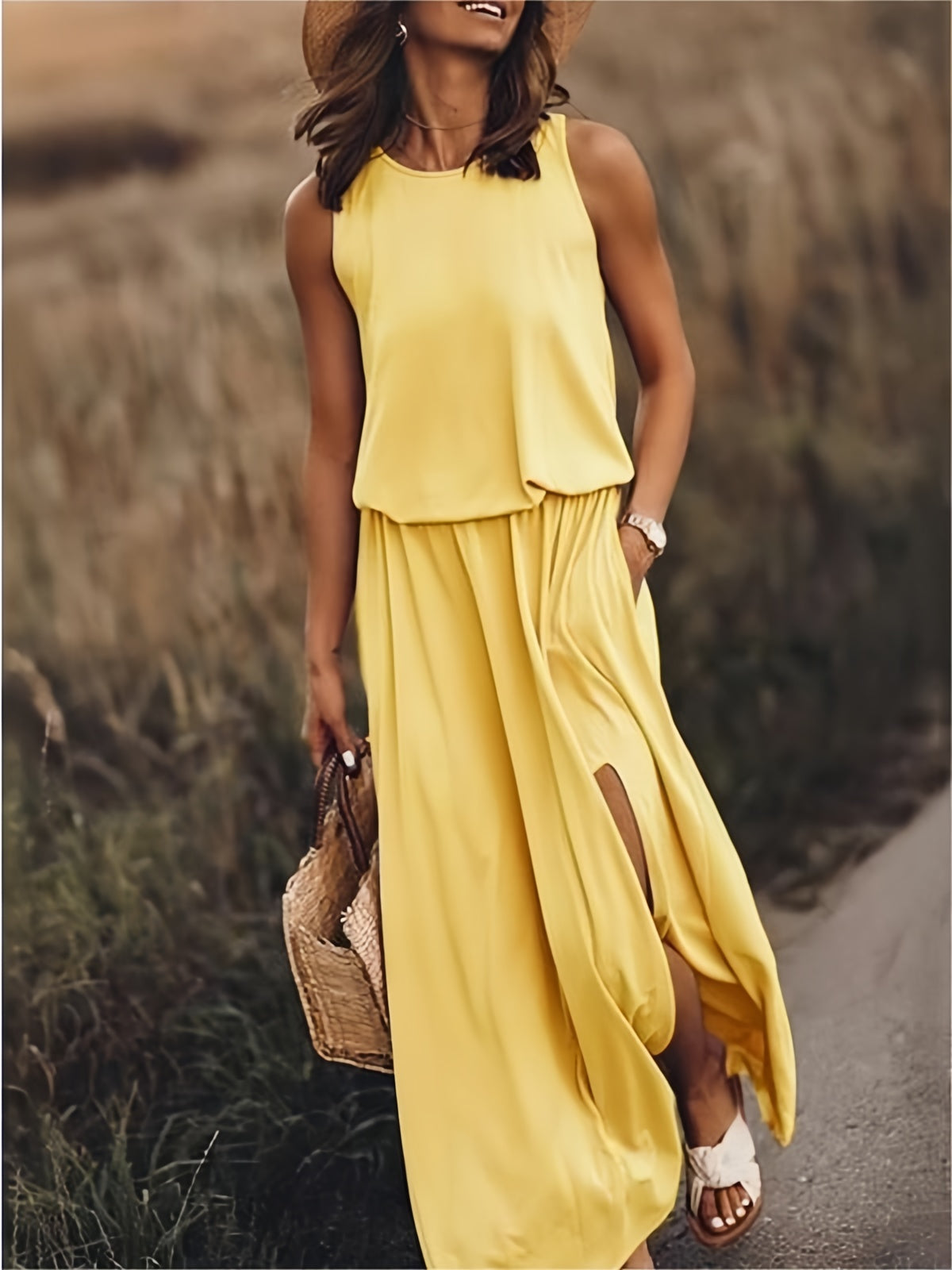 MAÏA – VESTIDO LARGO SIN MANGAS