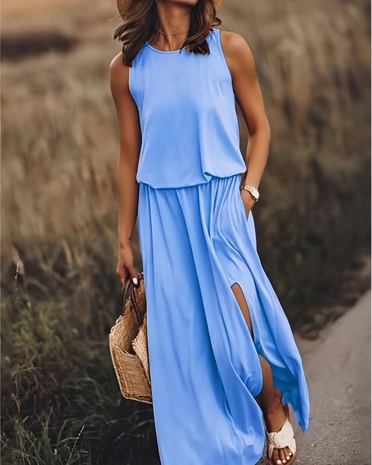 MAÏA – VESTIDO LARGO SIN MANGAS