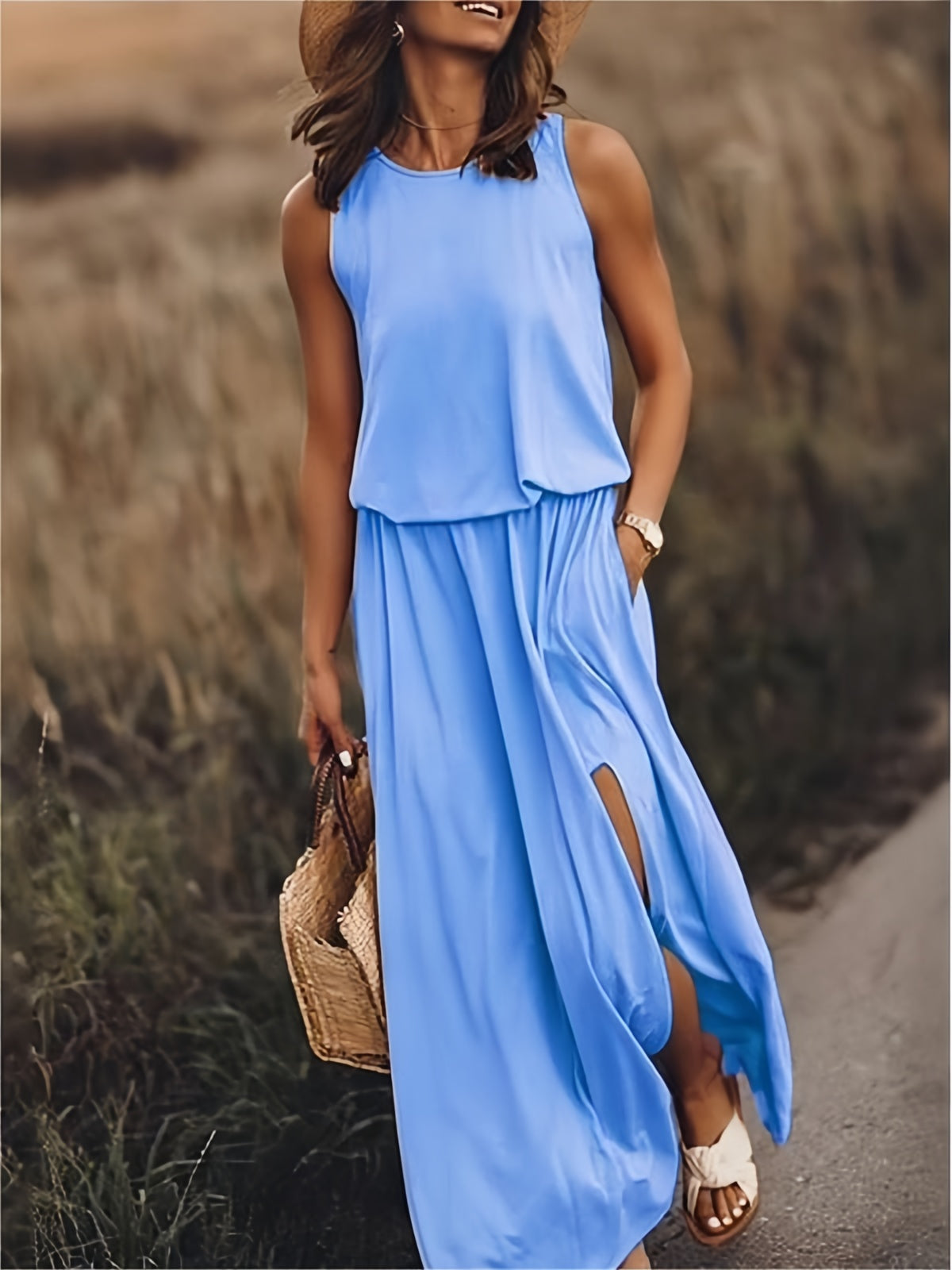 MAÏA – VESTIDO LARGO SIN MANGAS