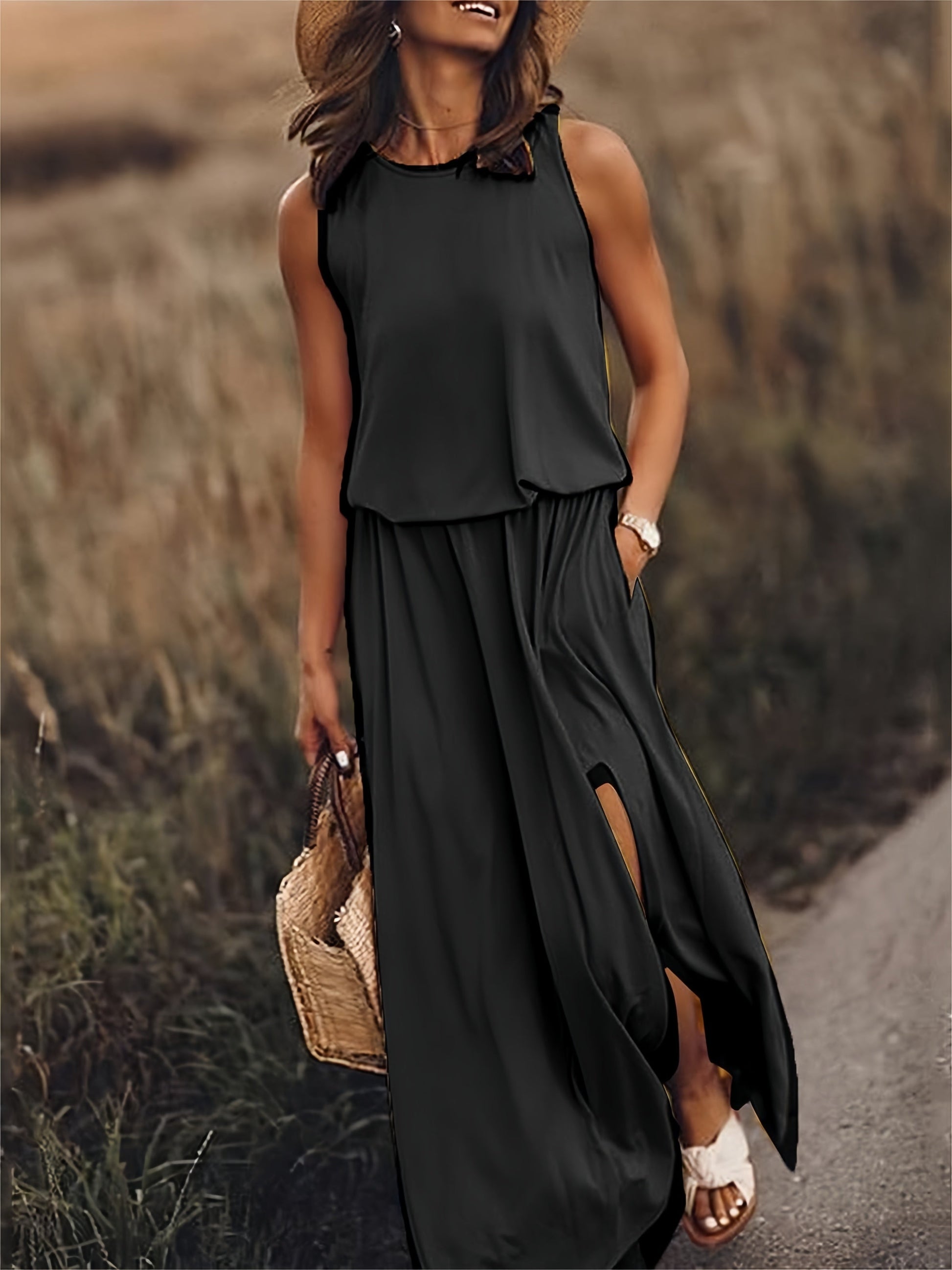 MAÏA – VESTIDO LARGO SIN MANGAS