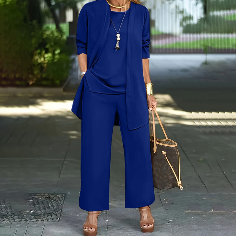 Conjunto Chic de 3 Piezas para Mujeres con Corte Suelto