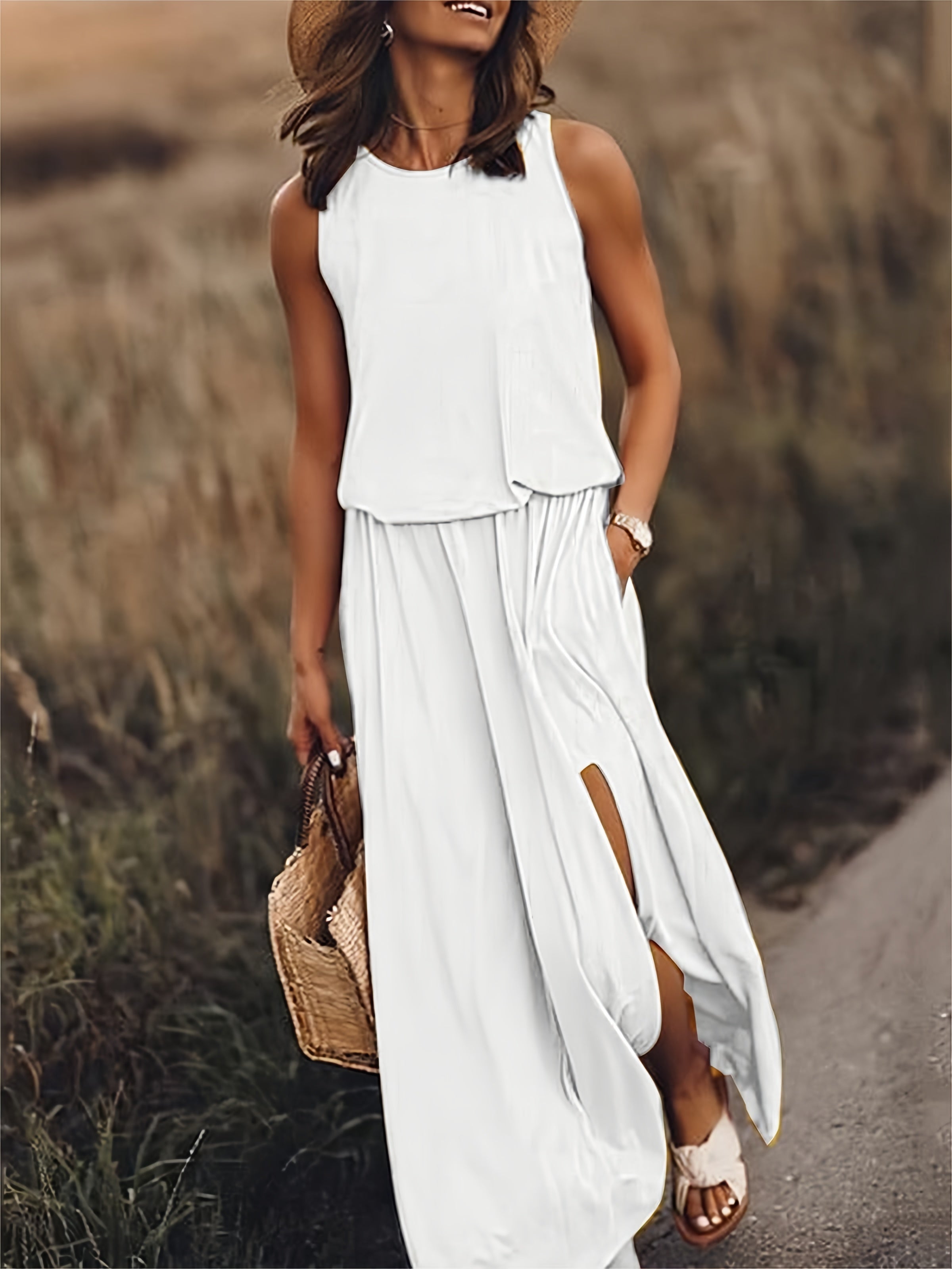MAÏA – VESTIDO LARGO SIN MANGAS