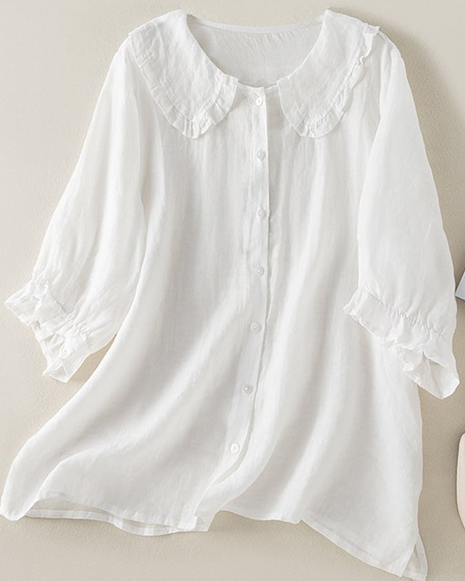 Zorelle | Blusa para mujer con cuello con volantes y manga tres cuartos