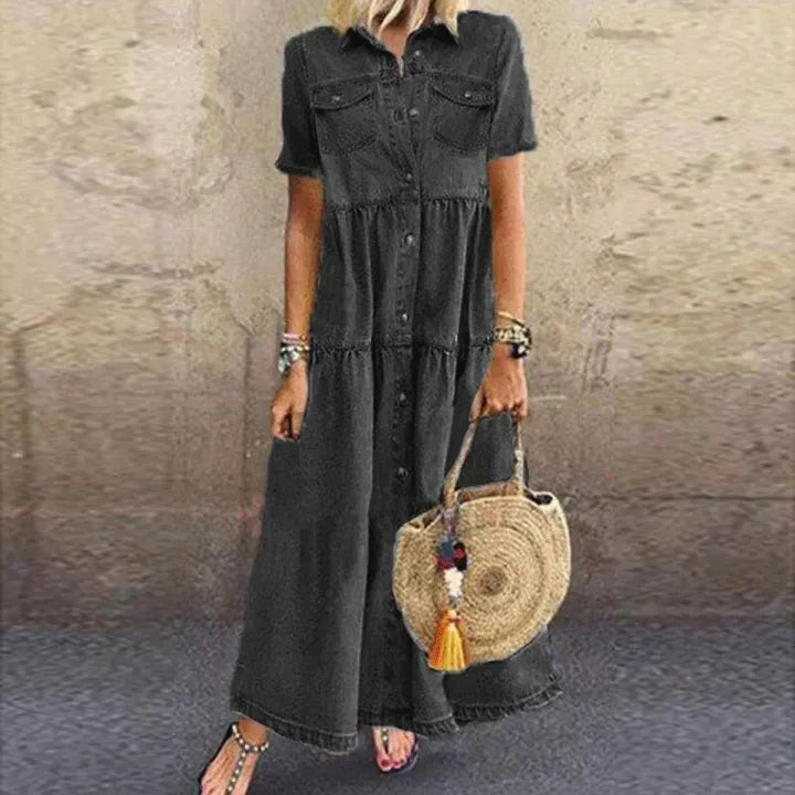 AIKO - VESTIDO DE MANGA CORTA CON AJUSTE RELAJADO Y BOLSILLOS