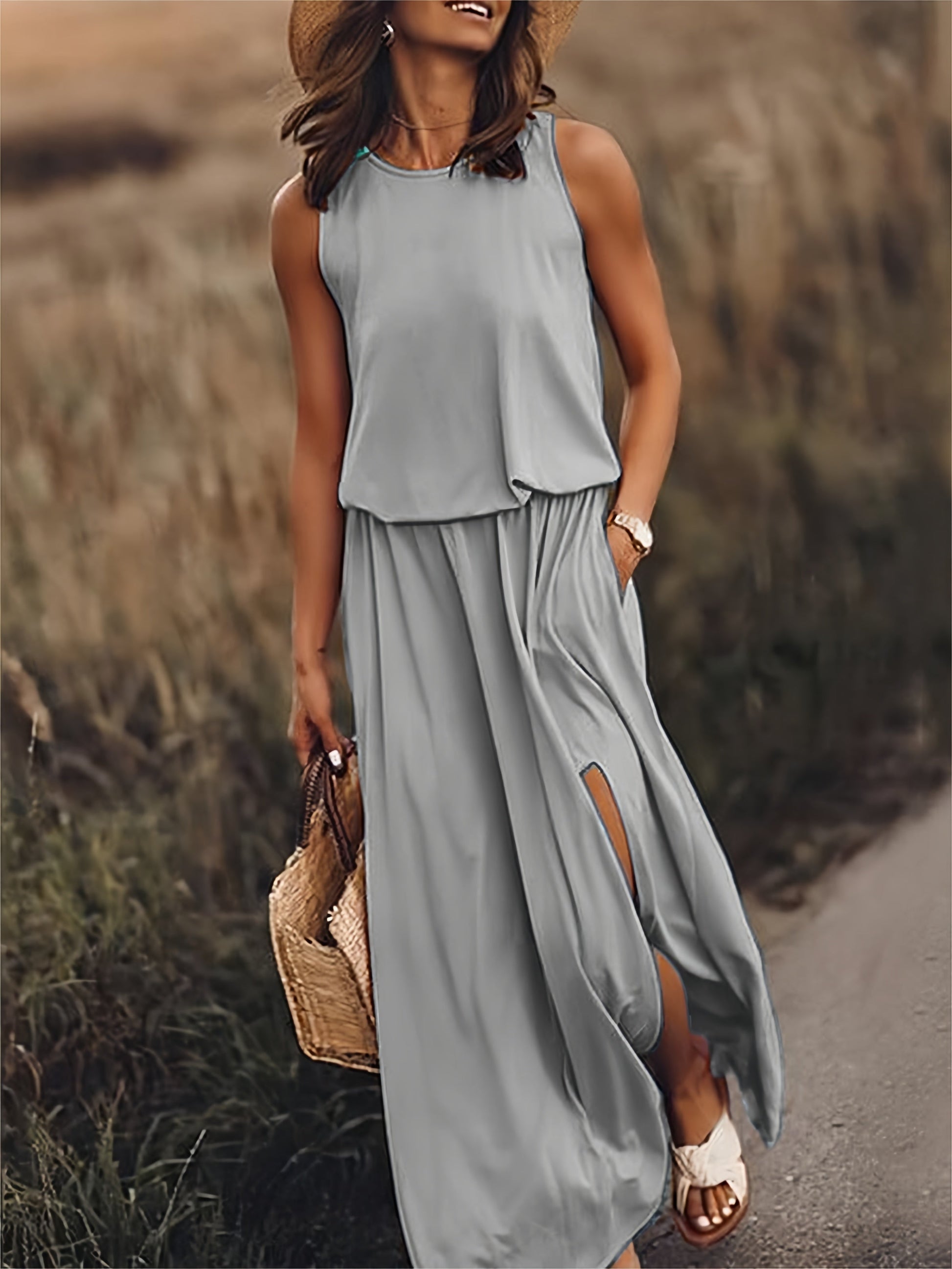 MAÏA – VESTIDO LARGO SIN MANGAS