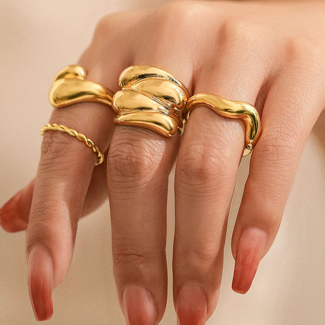 Juego de Anillos de Metal de 4 Piezas