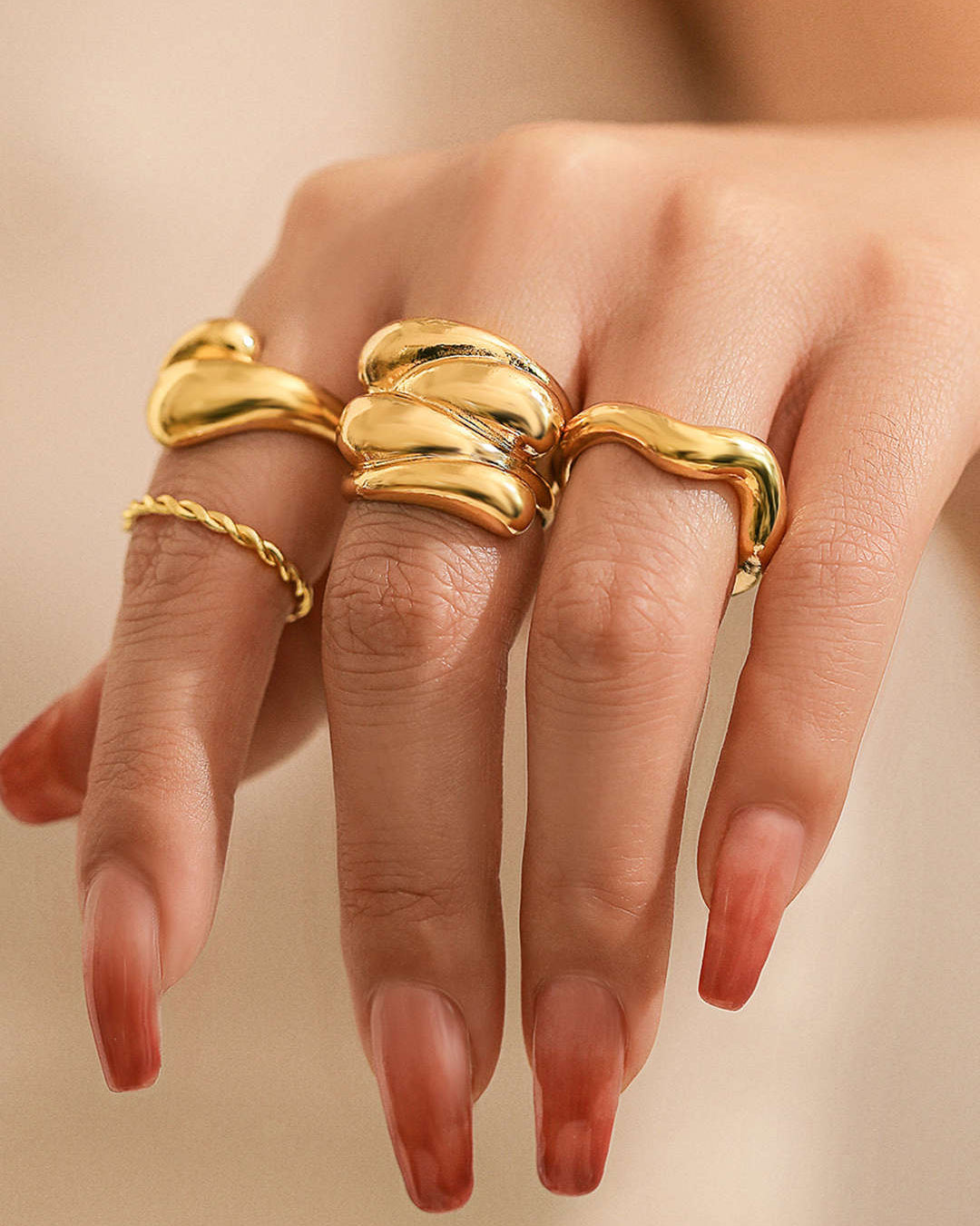 Juego de Anillos de Metal de 4 Piezas