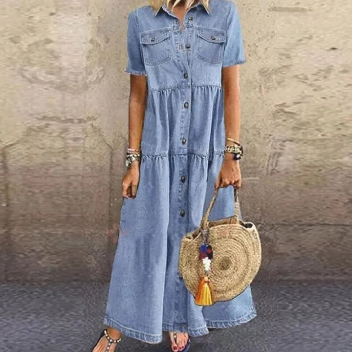 AIKO - VESTIDO DE MANGA CORTA CON AJUSTE RELAJADO Y BOLSILLOS