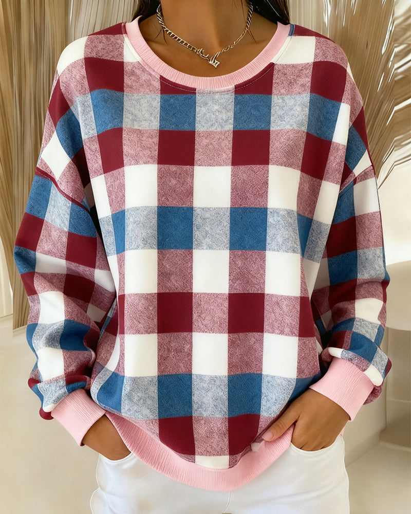 SERAPHINA – SUDADERA DE CUELLO REDONDO A CUADROS
