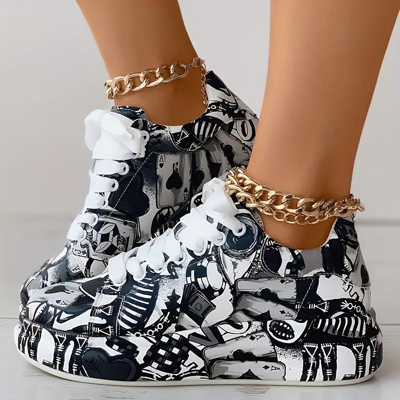Mia - Zapatillas de Mujer con Estampado Graffiti
