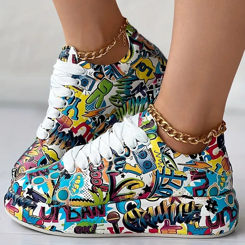 Mia - Zapatillas de Mujer con Estampado Graffiti