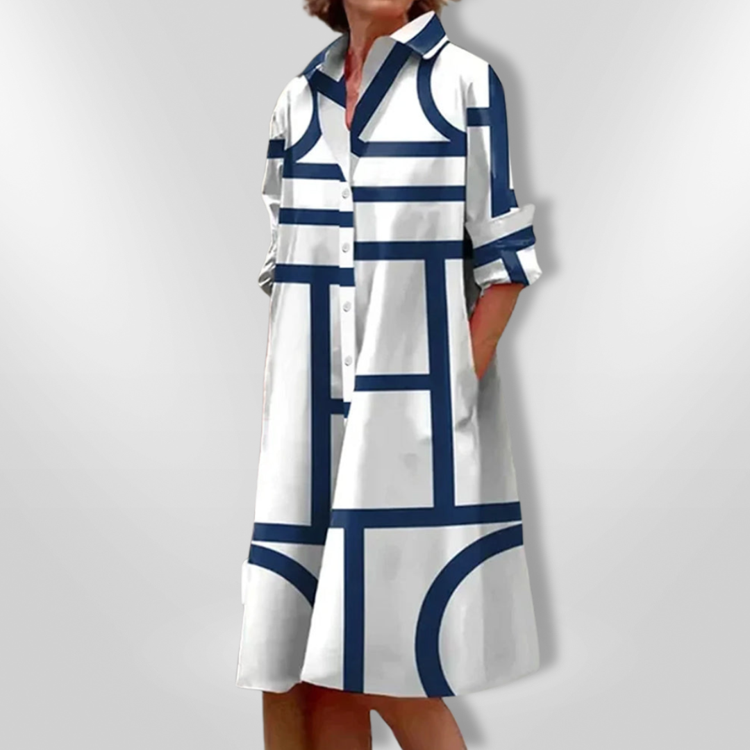 Vestido de Largo Medio con Patrón Geométrico