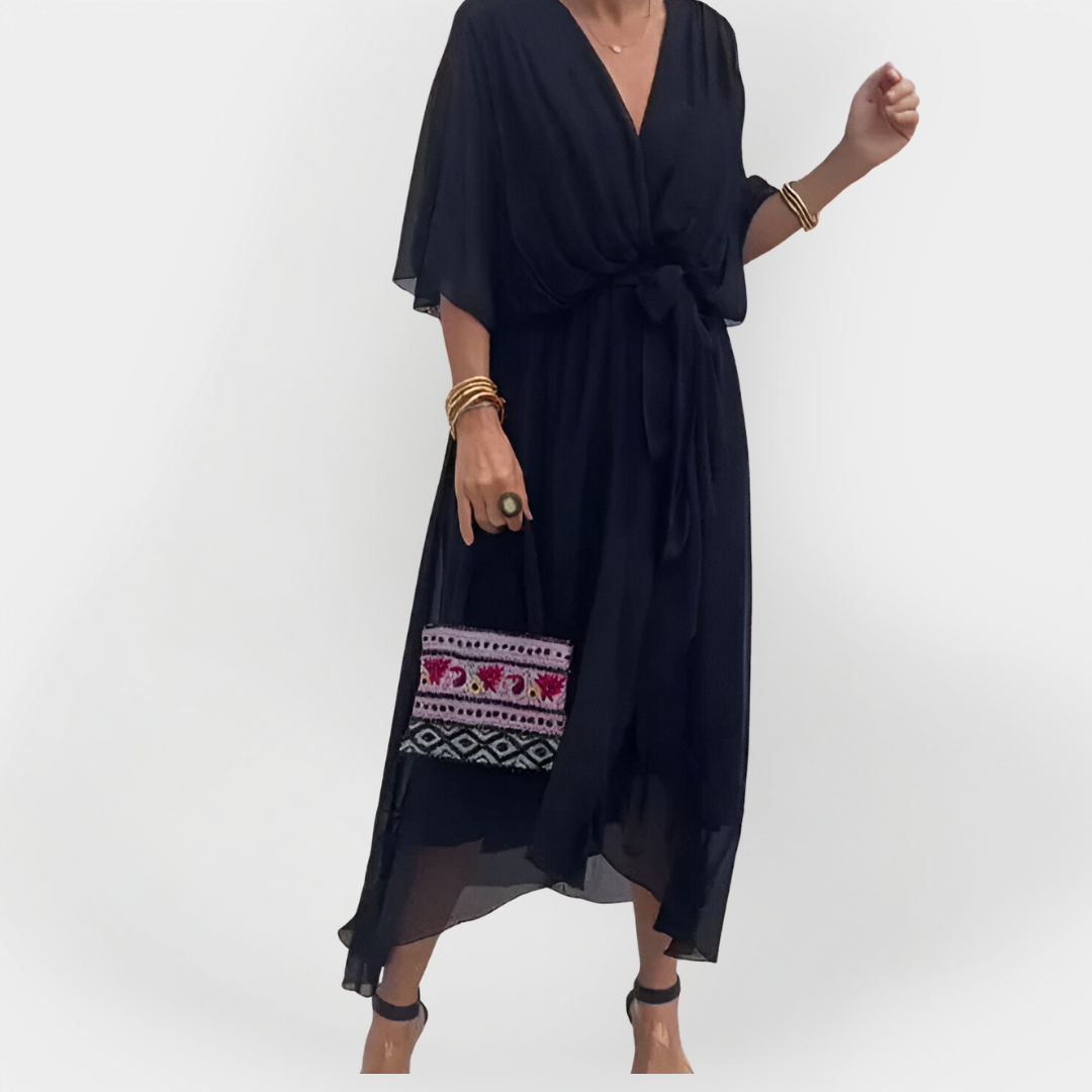 Vestido de Chiffon con Escote en V