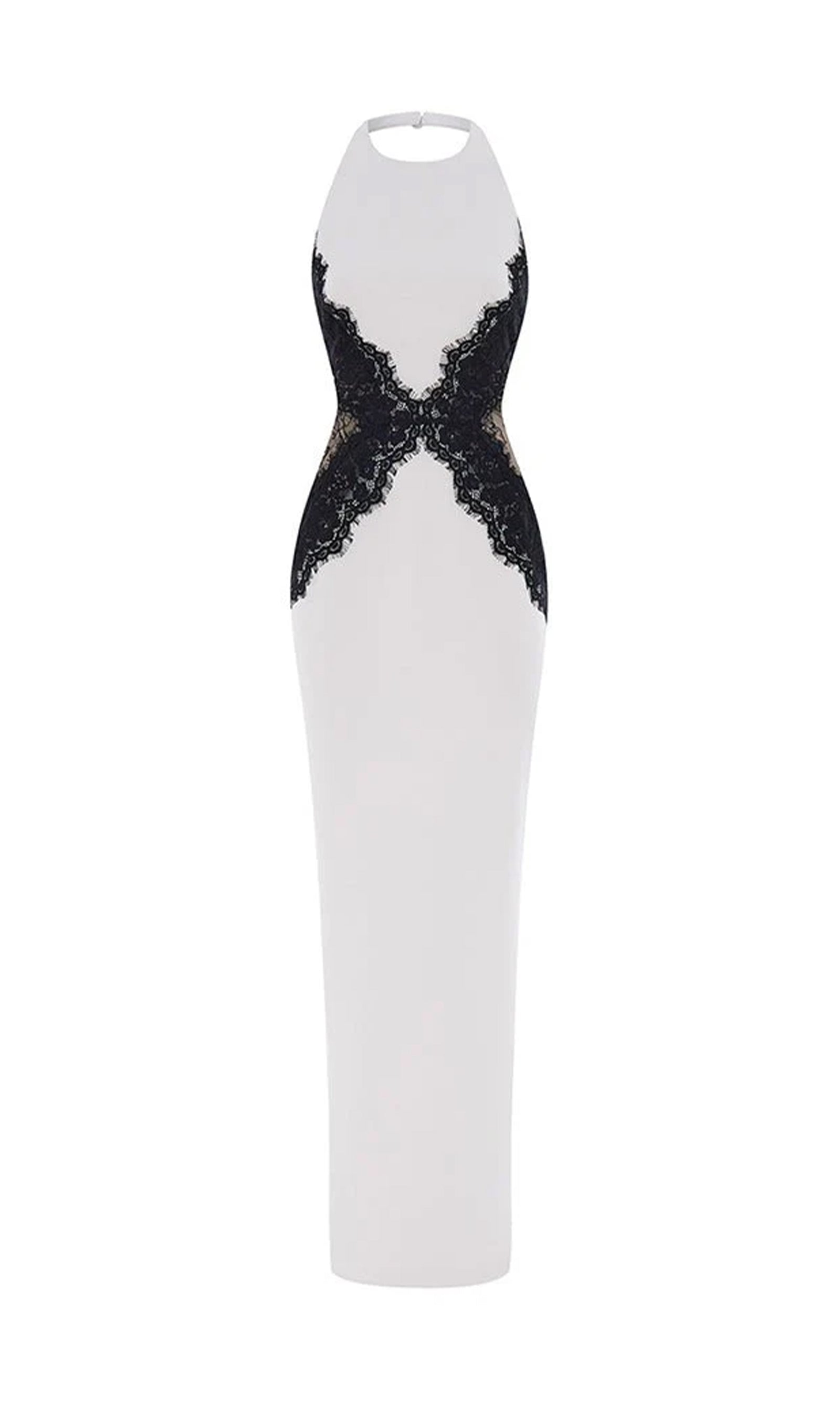 VESTIDO LARGO DE ENCAJE CON ESPALDA ABIERTA