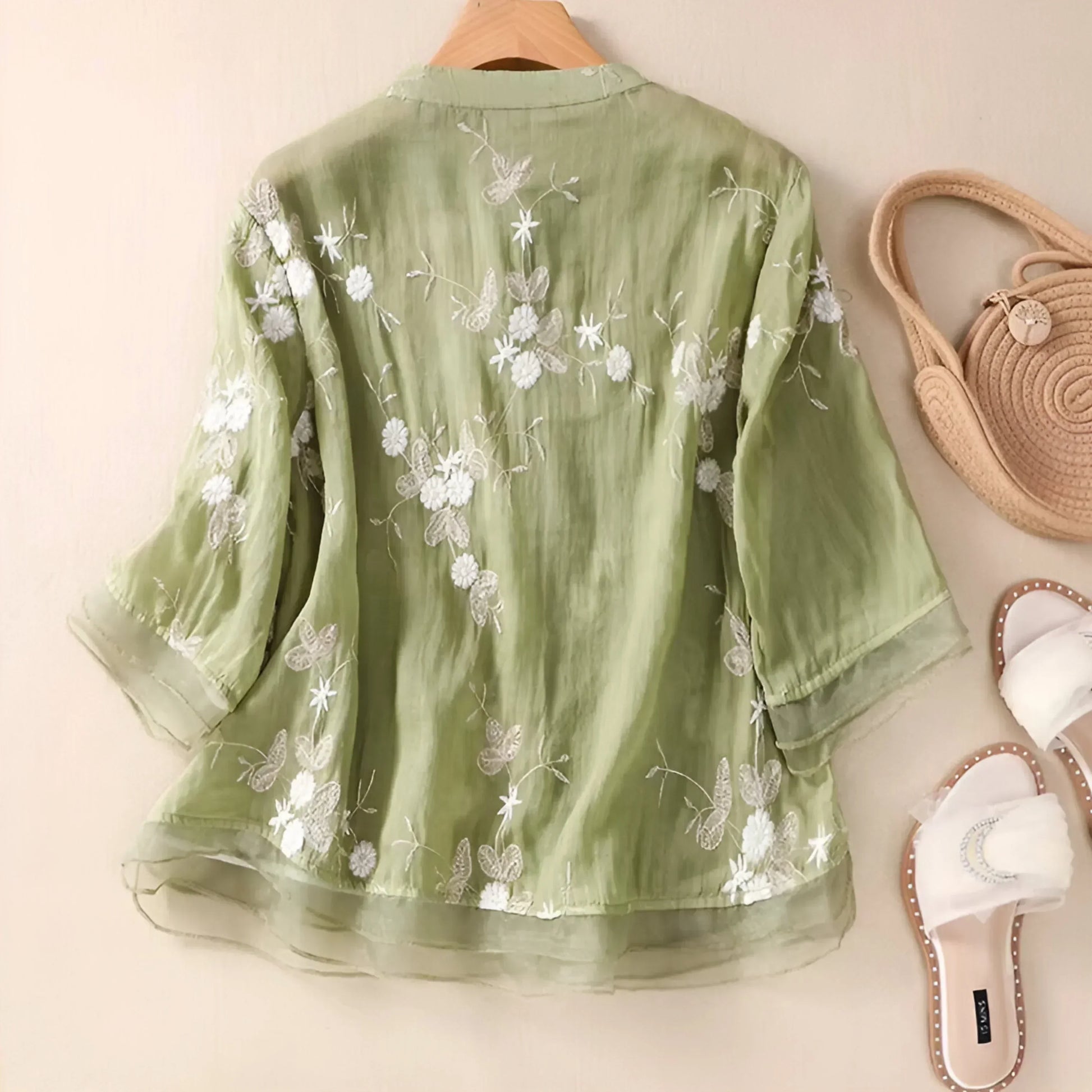Peyton - Top de Algodón con Flores Bordadas