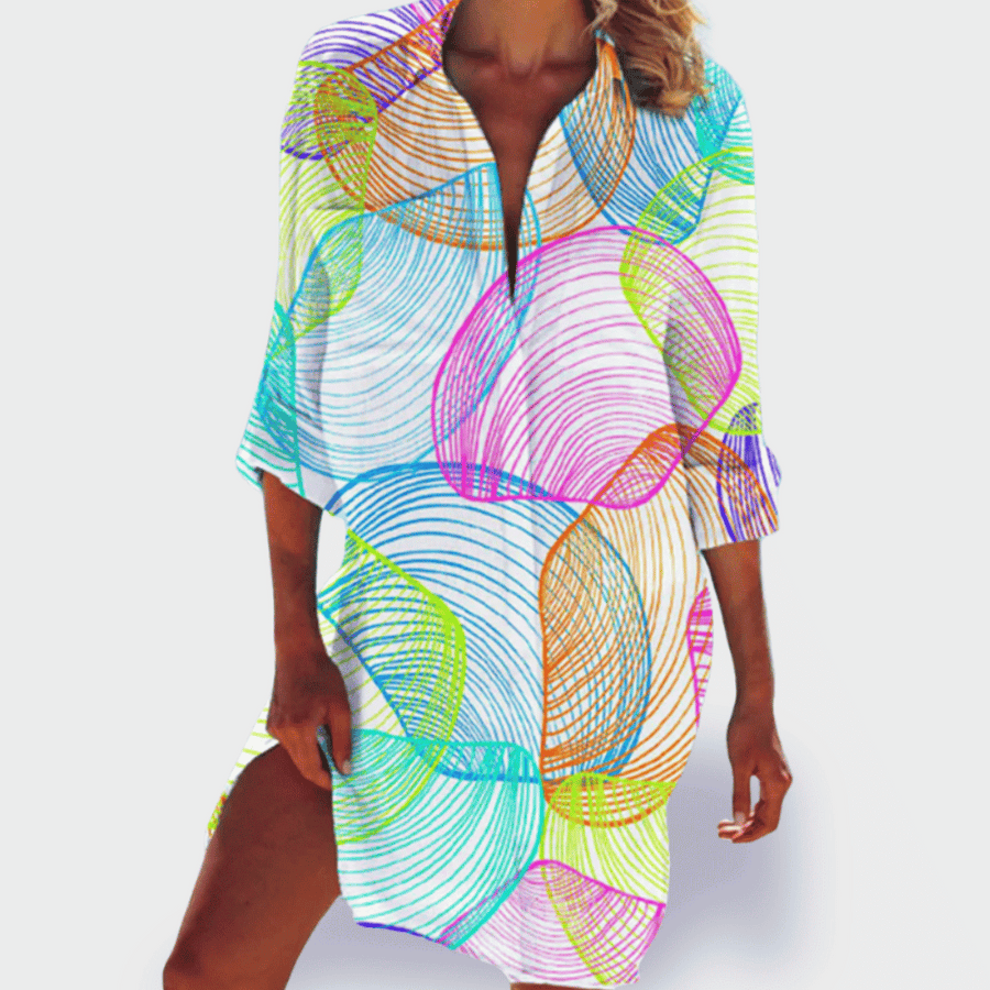 Tessa – Camisa de Impresión Veraniega Vibrante