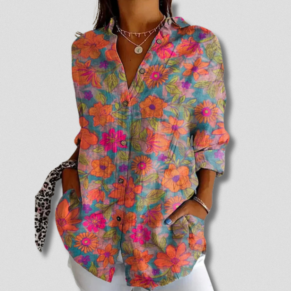 Fallon | Camisa de Botones de Manga Larga con Estampado Floral