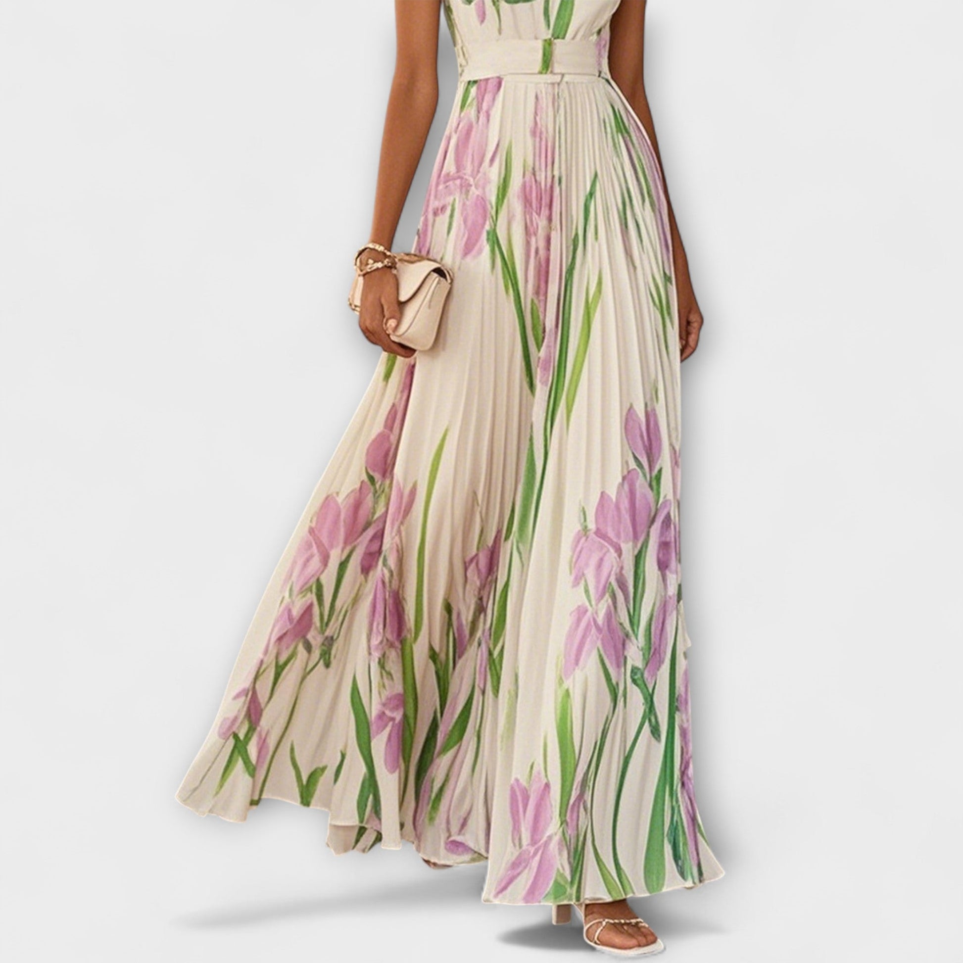 Ropa Maxi Chifón Floral Plisada