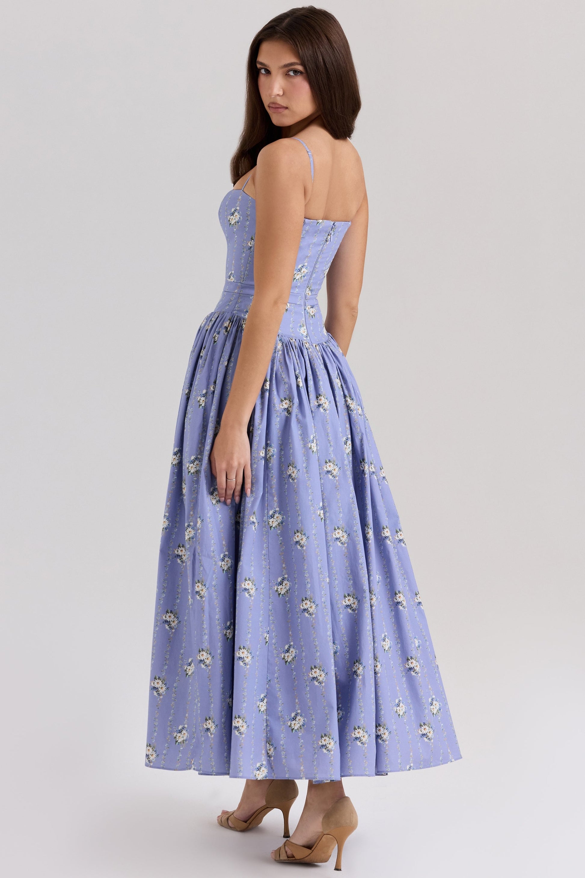 Daisy | Vestido Midi de Flores con Cintura Recolectada