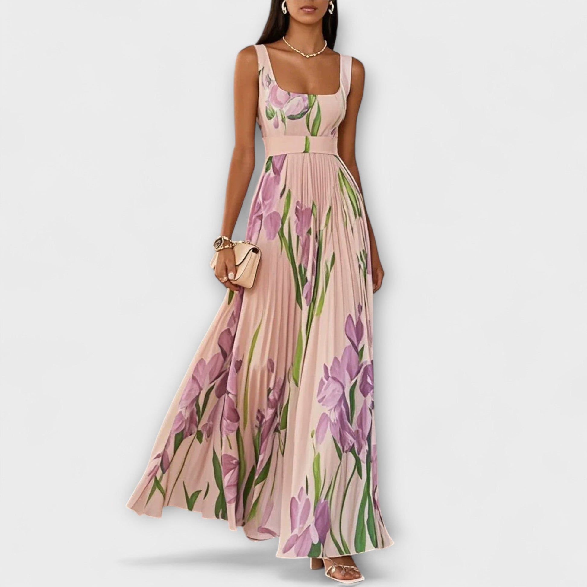 Ropa Maxi Chifón Floral Plisada