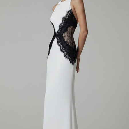 VESTIDO LARGO DE ENCAJE CON ESPALDA ABIERTA