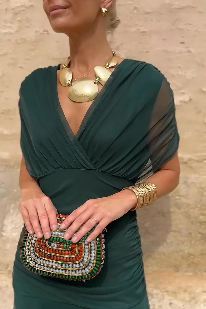 Vestido Maxi de Fiesta Floral Pintado con Cuello en V Elegante