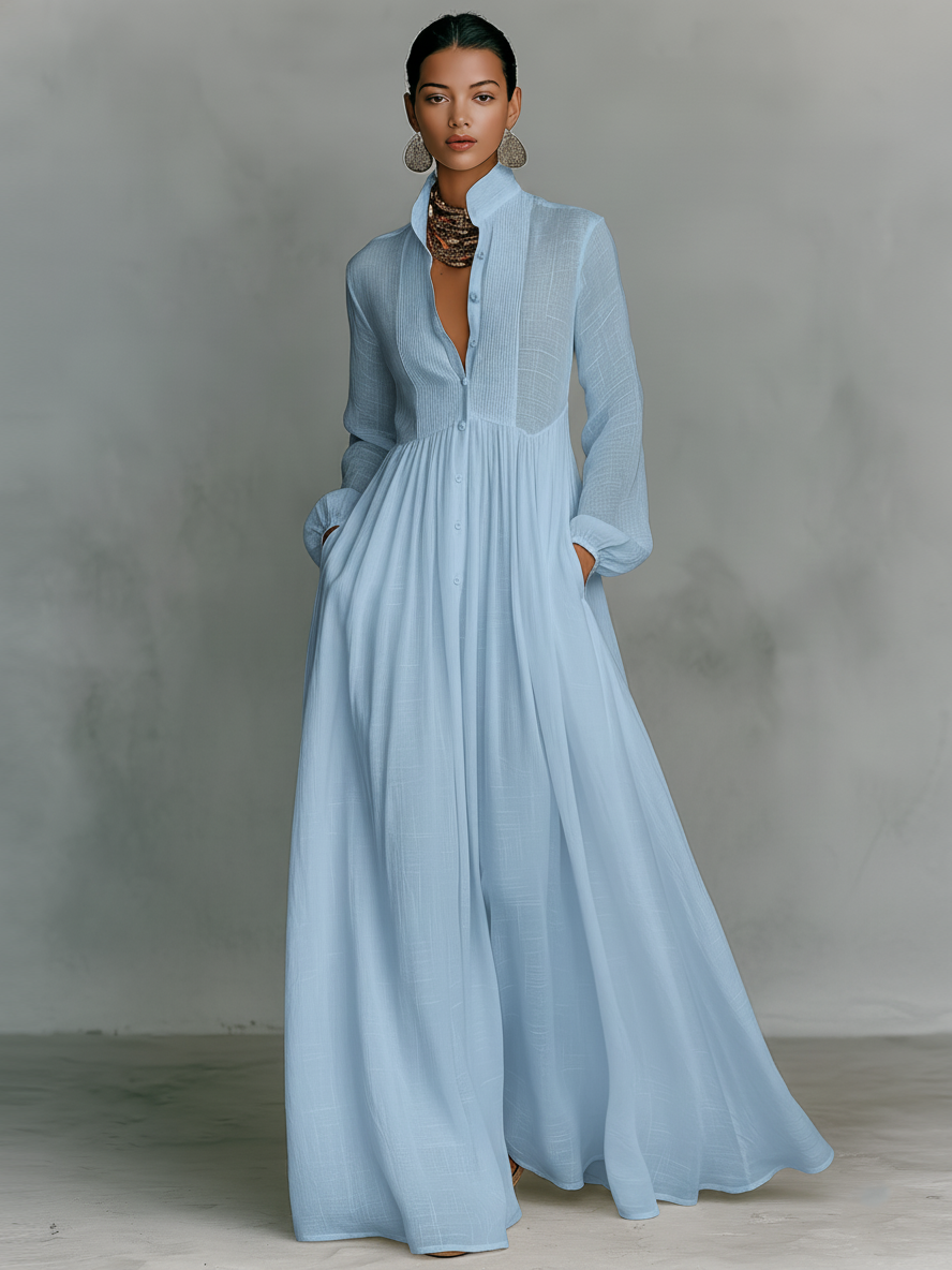 Vestido Maxi de Algodón y Lino