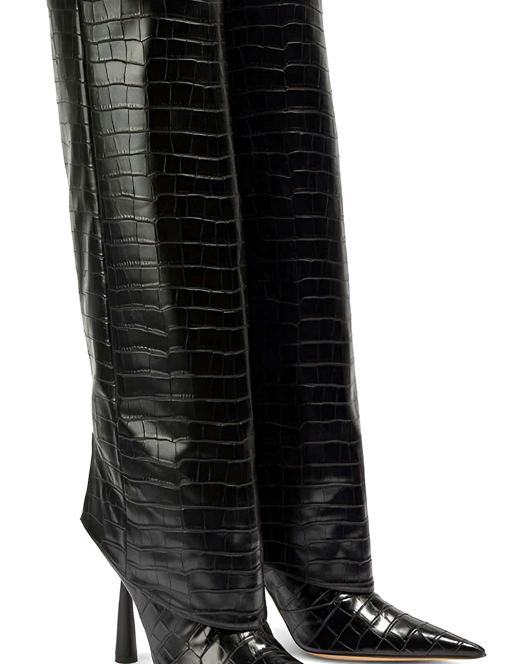 Botas de Tacón Alto de Cuero Sintético de Cocodrilo con Punta Afilar