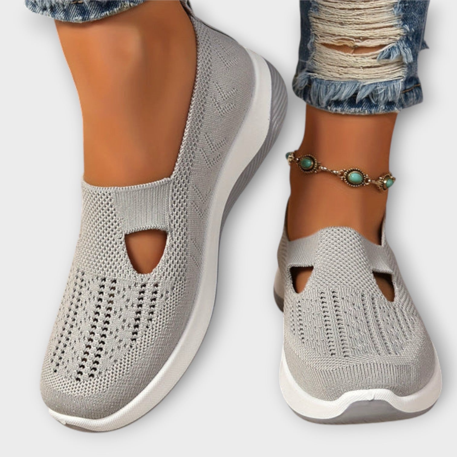 Zapatos de caminar de punto cómodos y sin cordones