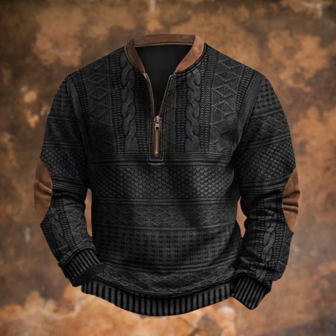 FORD – SUÉTER PULLOVER DE MEDIA CREMALLERA TEXTURADO