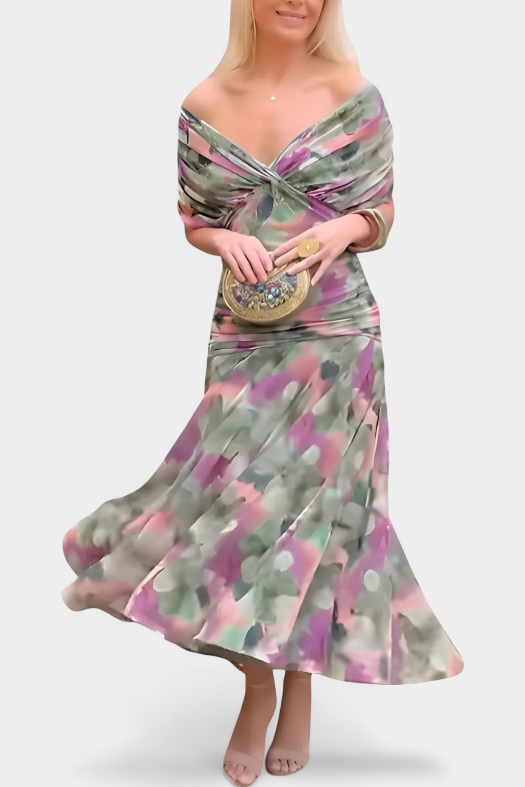 Robe Florale Longue Alondraa™ avec Décolleté en V
