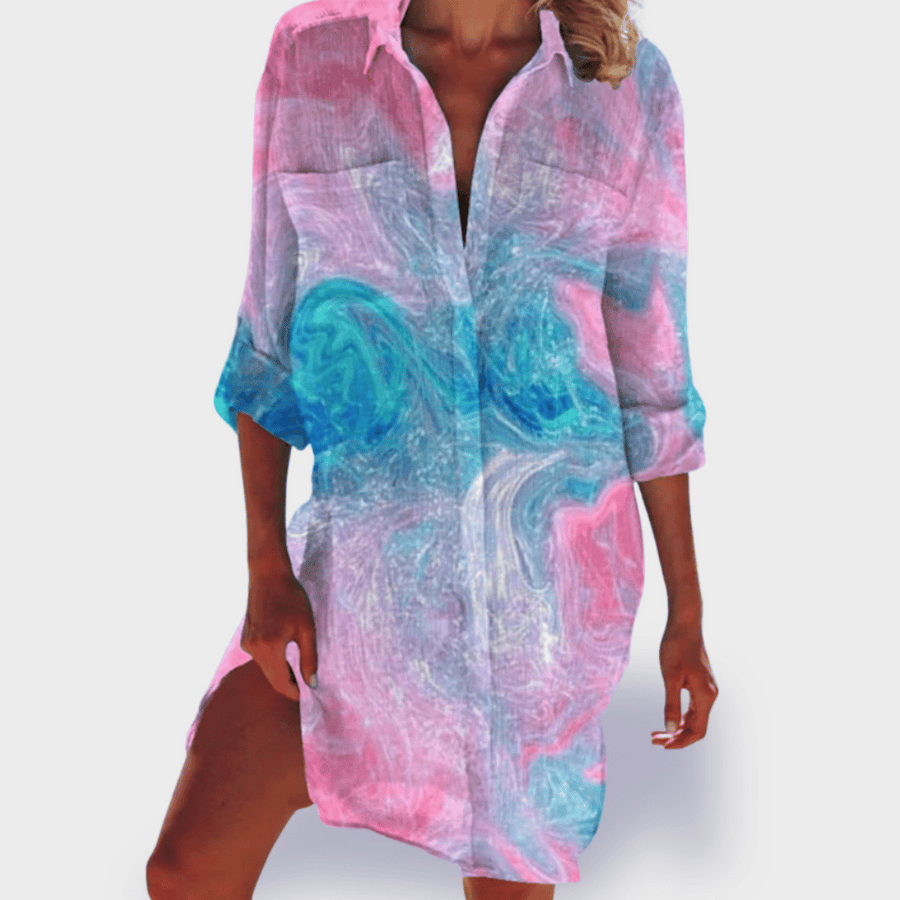 Tessa – Camisa de Impresión Veraniega Vibrante
