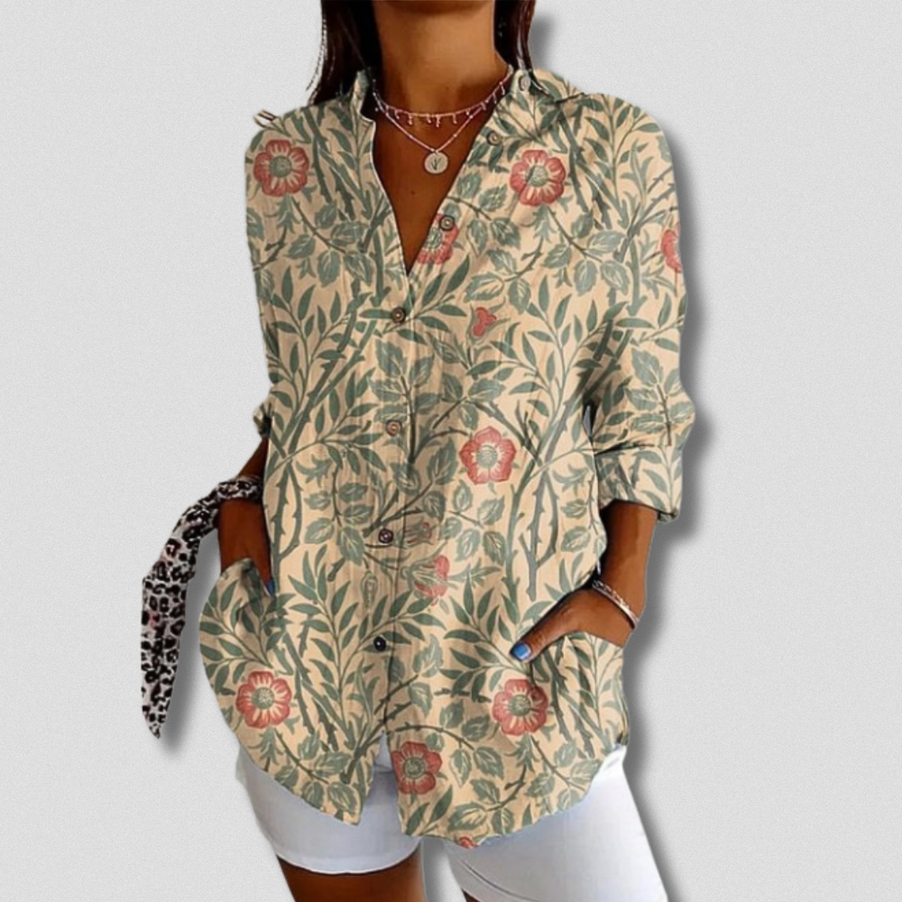 Fallon | Camisa de Botones de Manga Larga con Estampado Floral