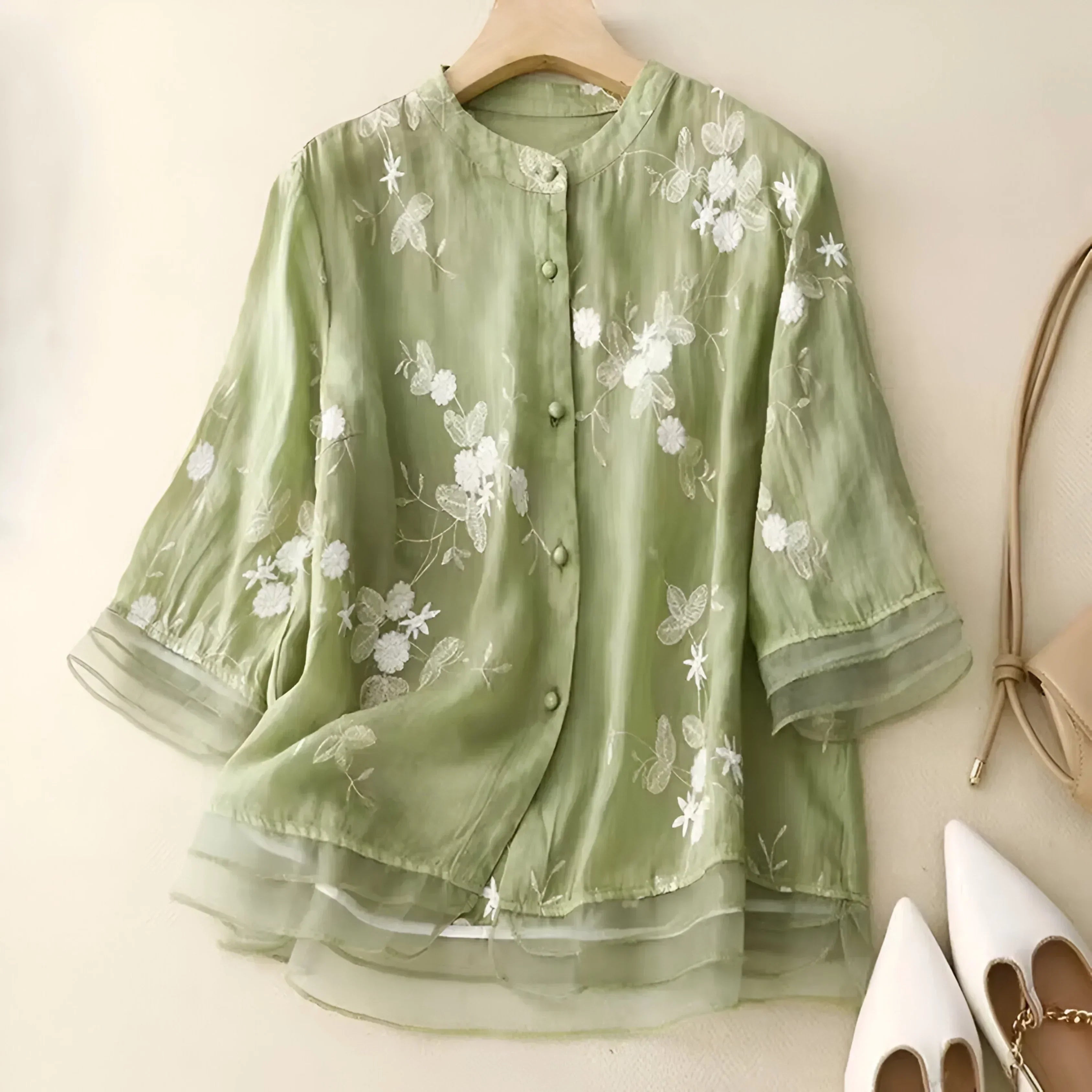 Peyton - Top de Algodón con Flores Bordadas