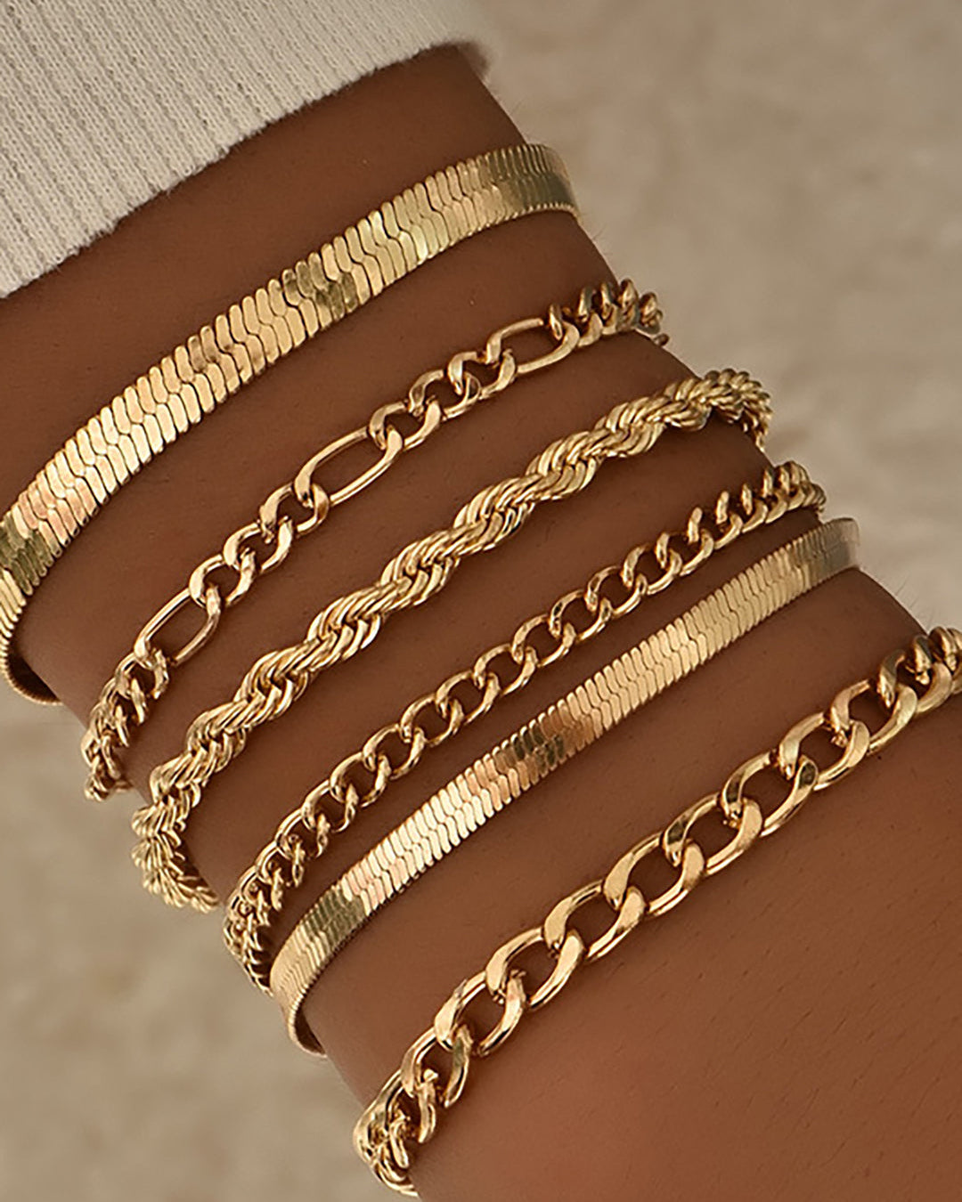 Conjunto de Pulseras de Cadena Cubana de 6 Piezas