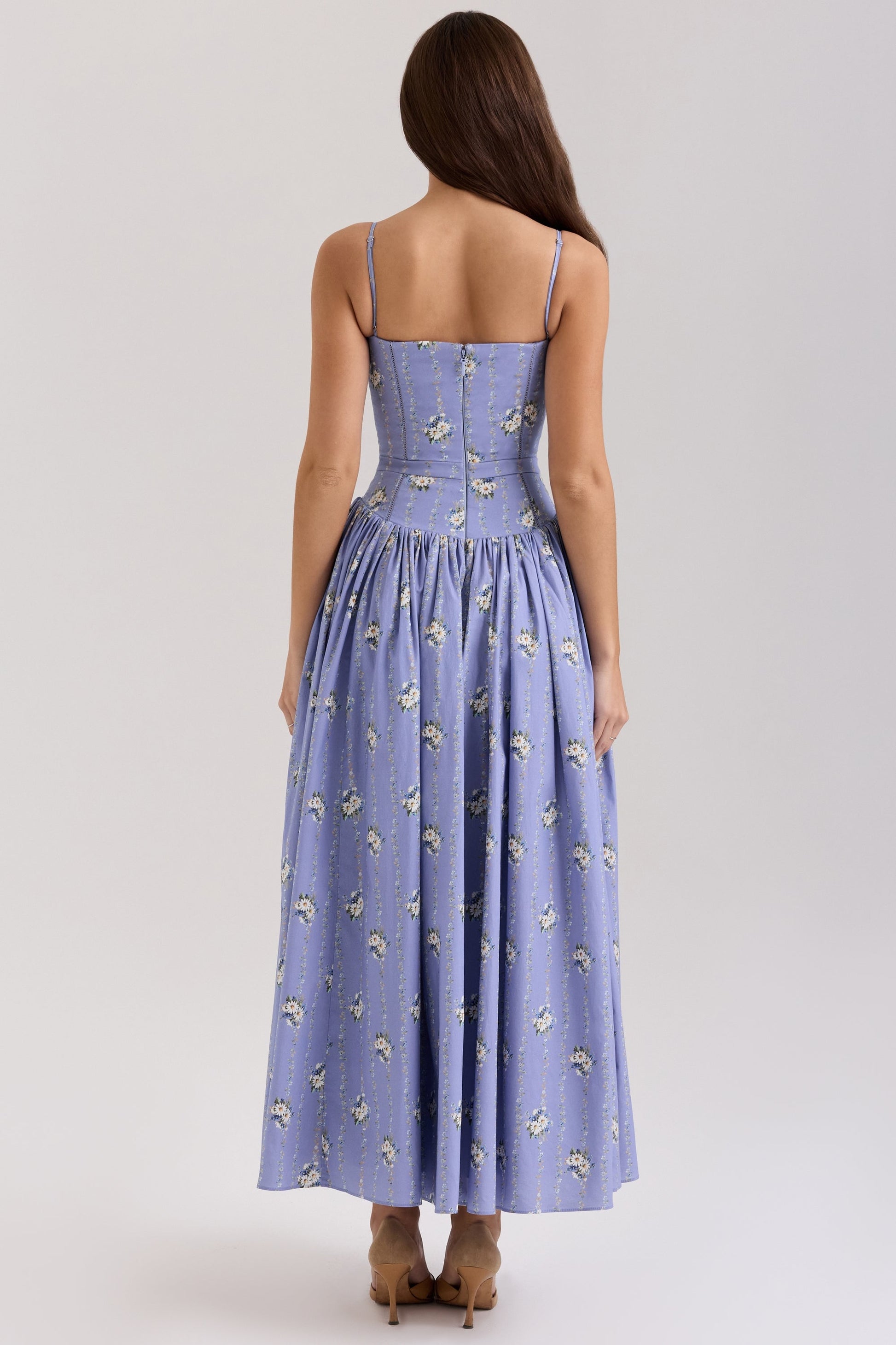 Daisy | Vestido Midi de Flores con Cintura Recolectada