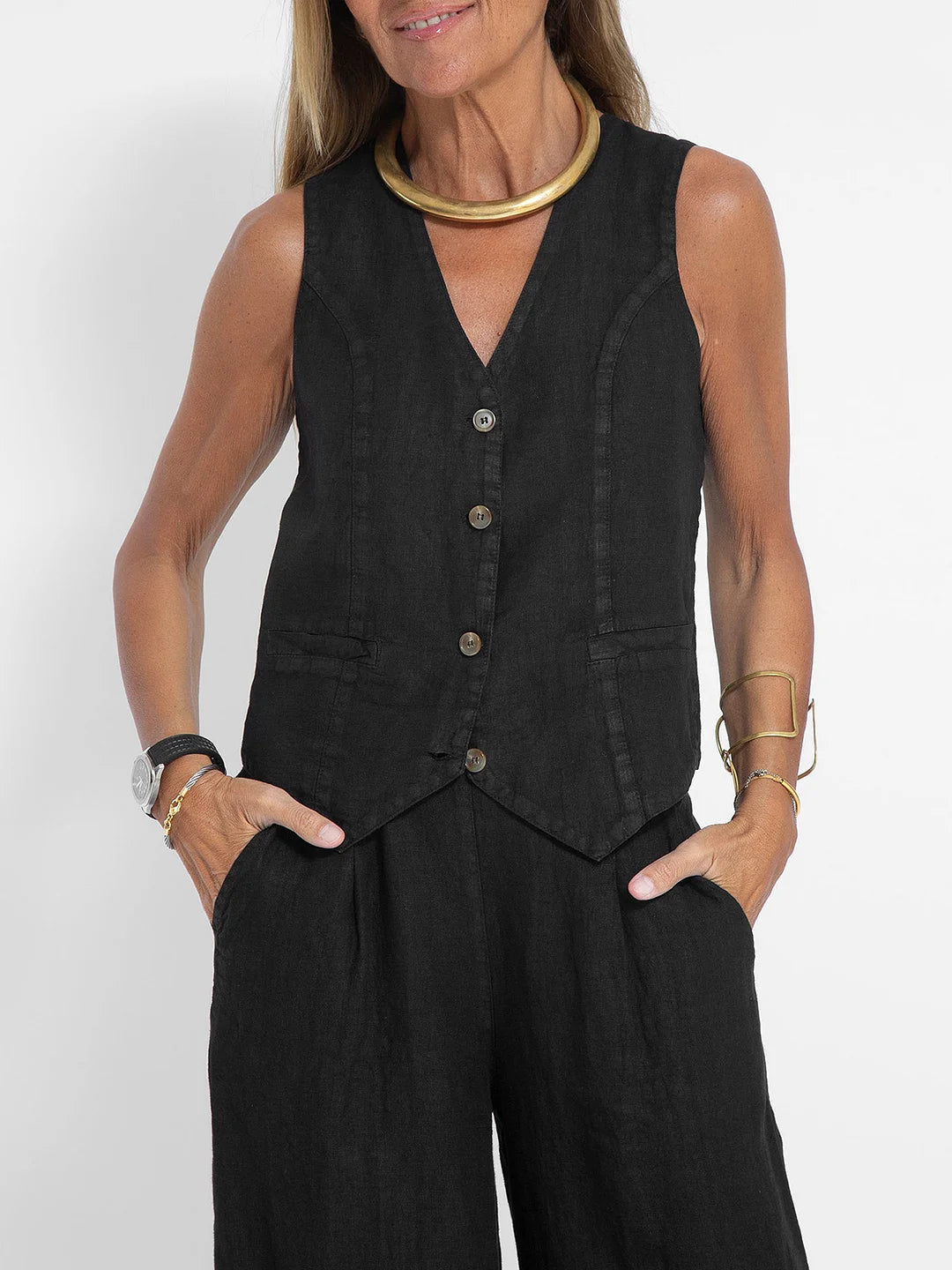 Ella | Conjunto de Chaleco y Pantalones Amplios (Stock Limitado)