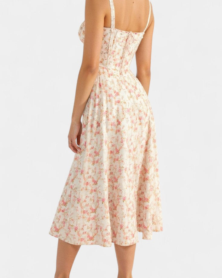 Flora Vestido Midi A-Line con Corsé