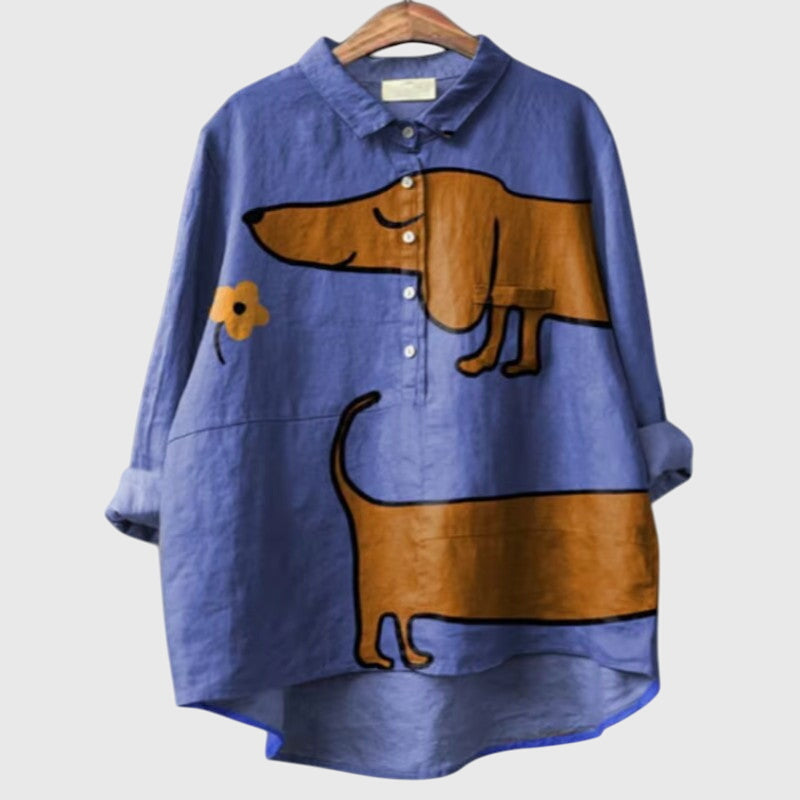 TESSA – CAMISA CON ESTAMPADO DE PERRO JUGUETÓN