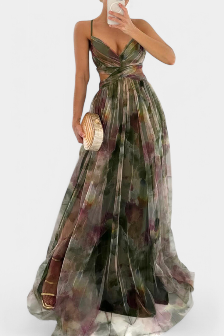 Ingrid | Vestido Maxi Floral con Escote en V