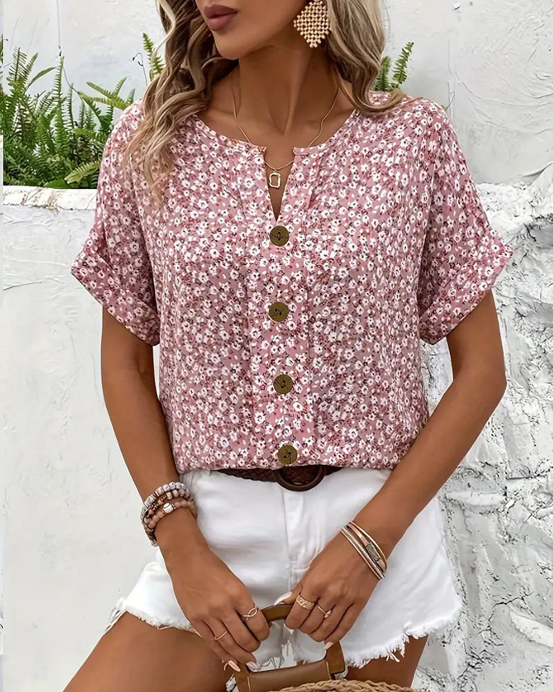 Basilea | Top de verano con mangas cortas y botones para mujer